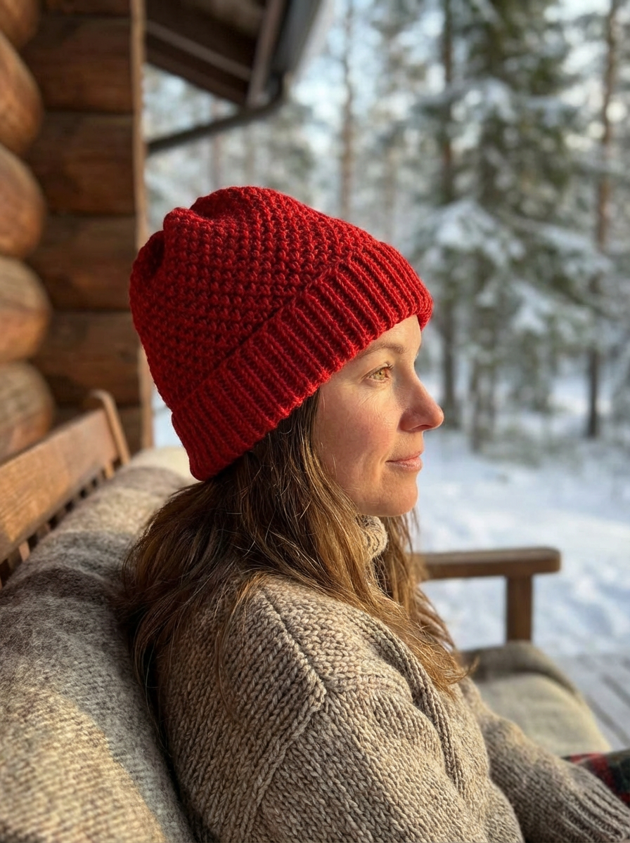 Rusty Red Lattice Beanie