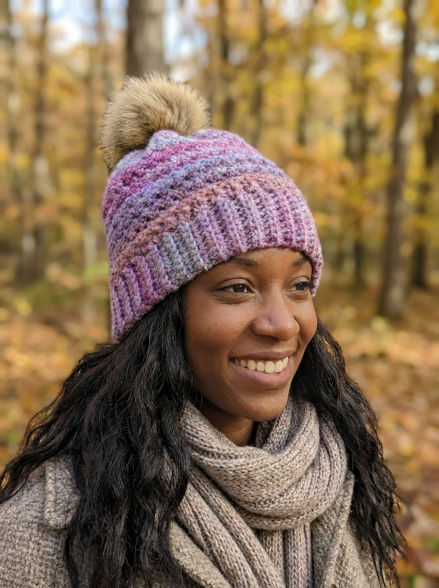 Purple Textured Beanie