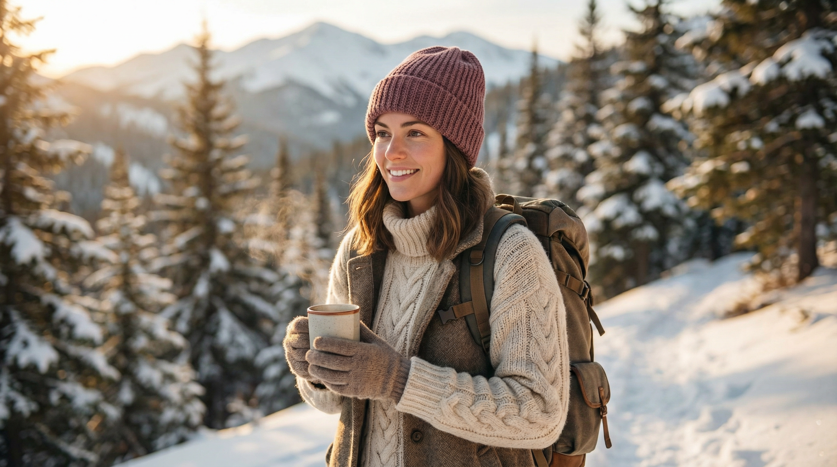 Mauve Waffle Beanie - Lifestyle