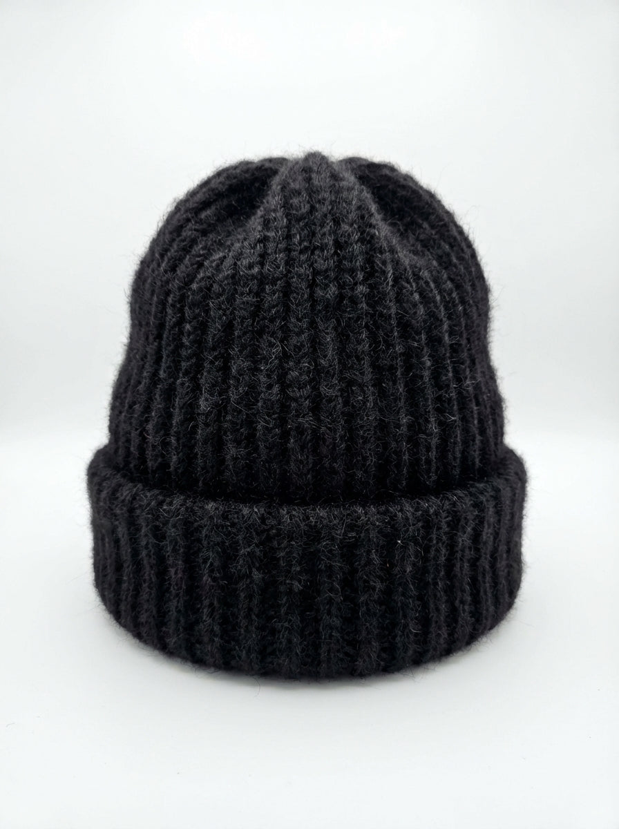 Classic Black Mohair Beanie